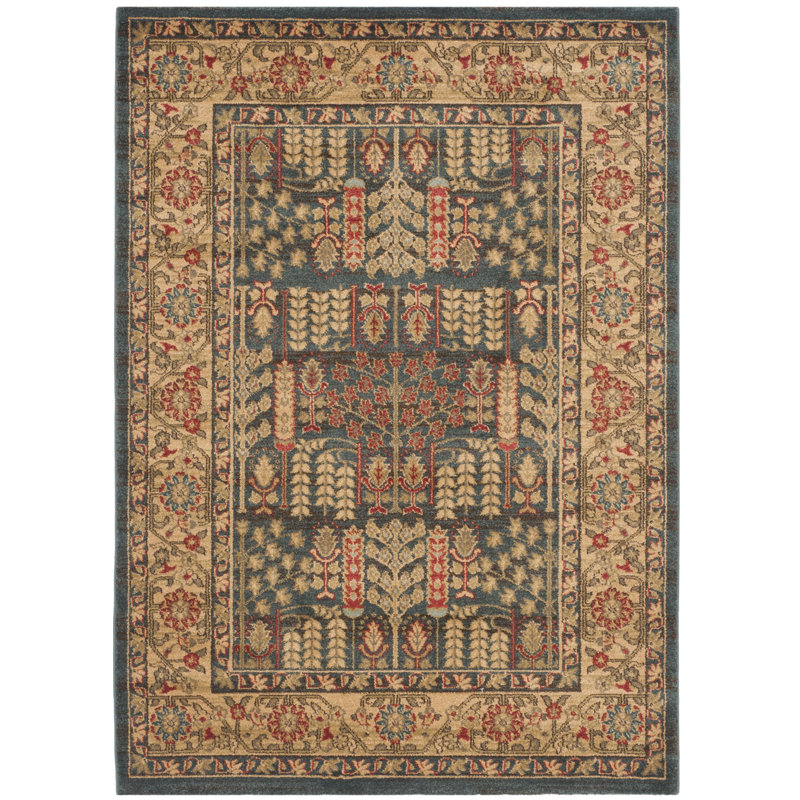 Three Posts Beauregard Navy/Brown Rug & Reviews Wayfair.co.uk